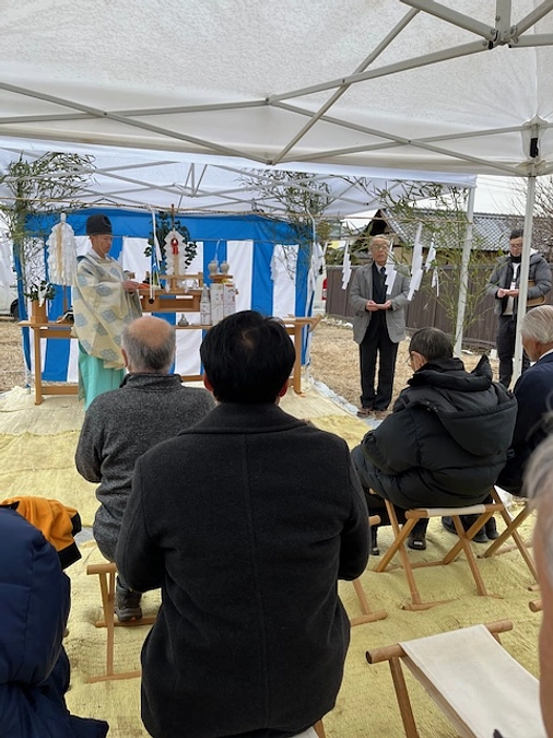 地鎮祭を執り行いました。いよいよ平和祈念館の着工です。