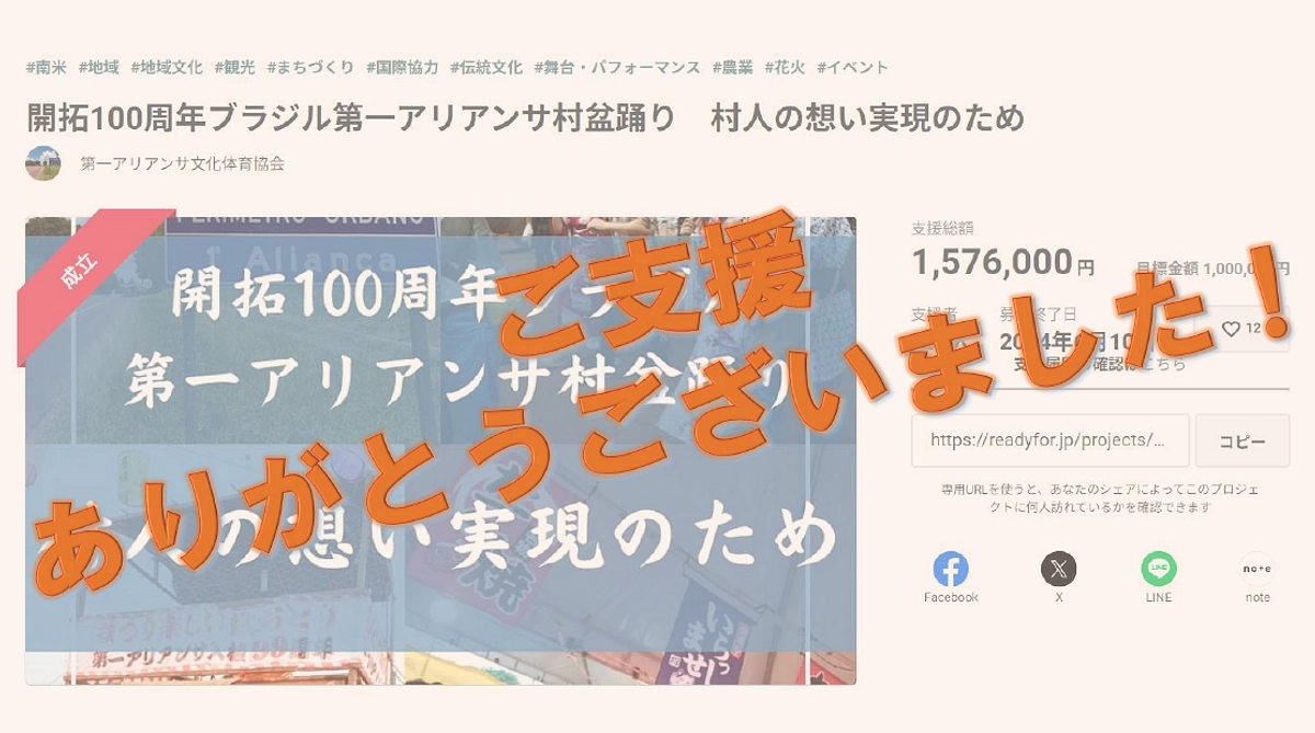 クラウドファンディング目標達成の御礼