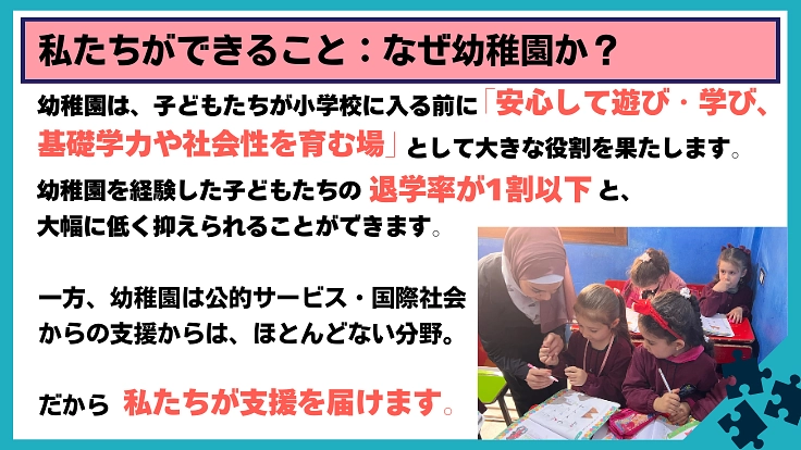 シリアの再出発に学びの拠点をー幼稚園の運営で子どもたちの未来を作る 7枚目