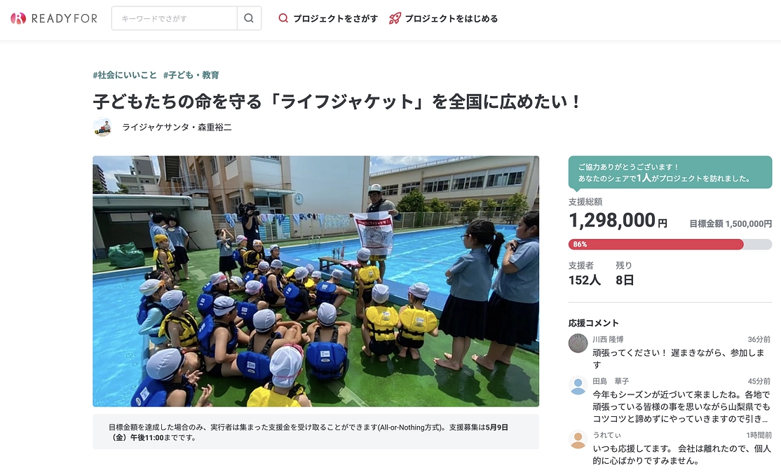 ご支援いただいた方が１５０名を突破！泣