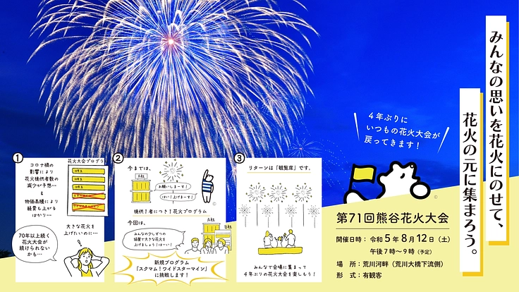 今年は現地で！みんなで上げるでっかい花火を！ 第７１回熊谷花火大会