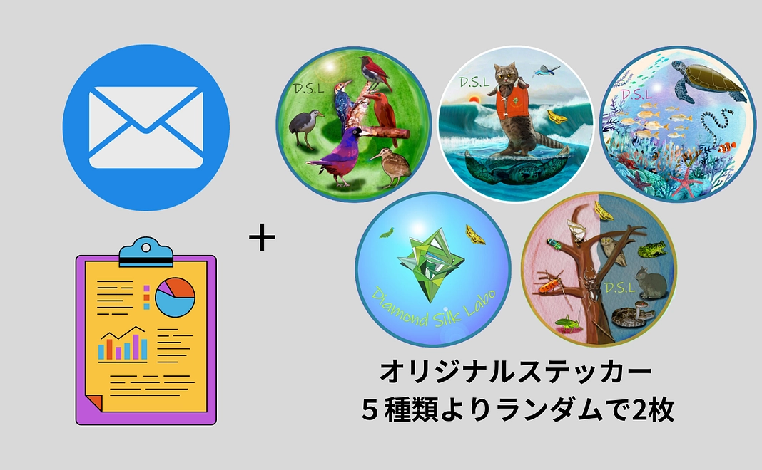 感謝のメールと活動報告＋オリジナルステッカー2種類