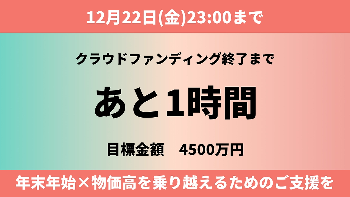 【あと1時間】年末年始、困窮する若者のSOSを逃さないクラウドファンディング