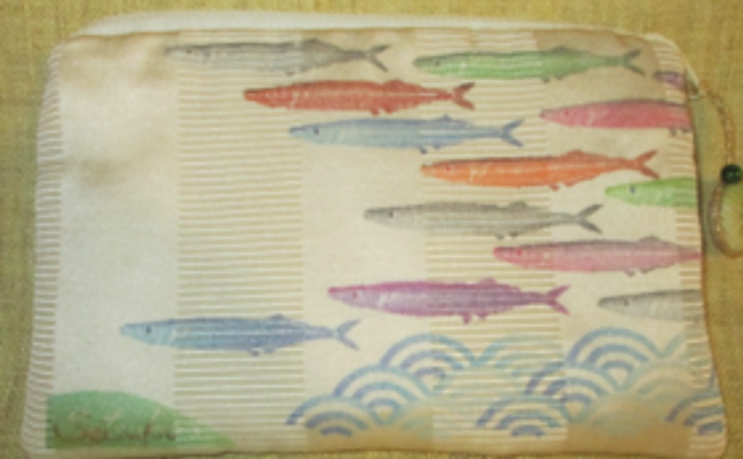 秋刀魚＆波ポーチ　(お好きな柄でもお作り致します。)
