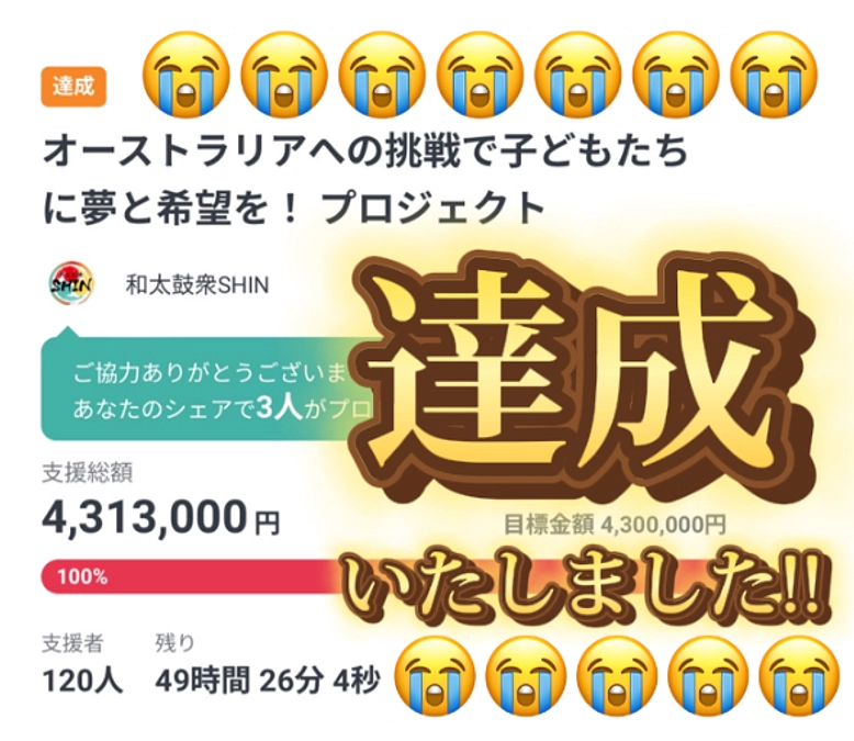 【目標金額達成】報告とお礼