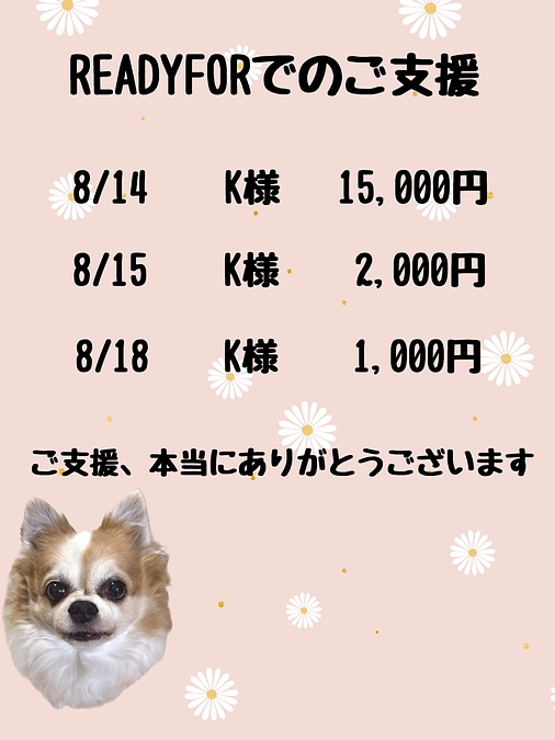8月12日～8月18日までのご支援