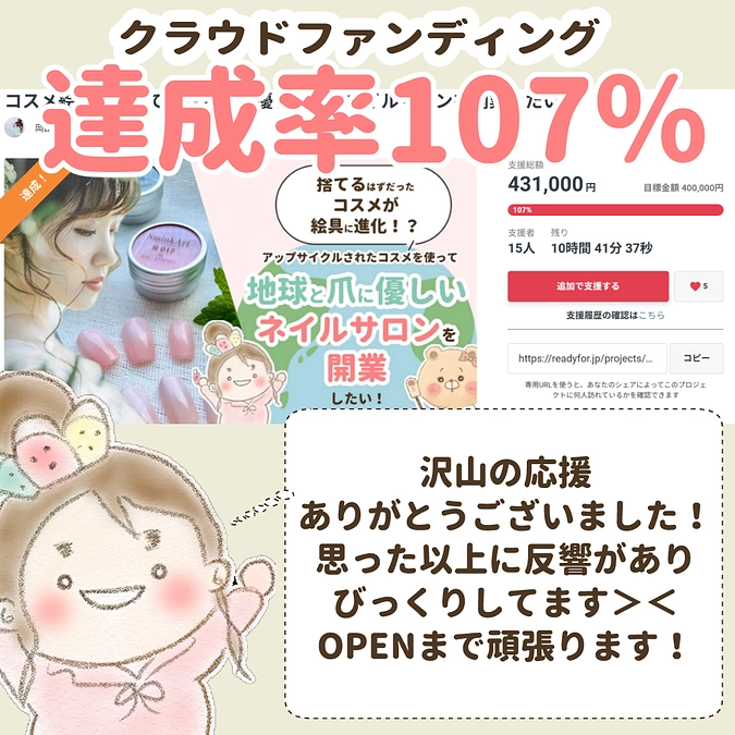 クラウドファンディング達成率１０７％