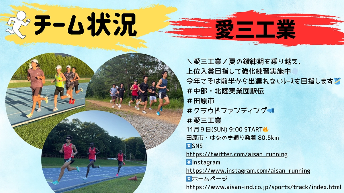【愛三工業】チーム状況🏃‍♂️🏃‍♂️🏃‍♂️