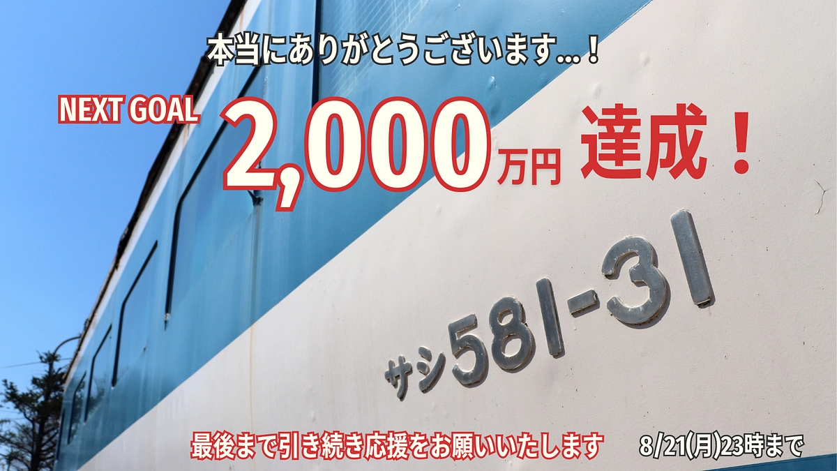 【ついにネクストゴール！ご支援総額２０００万円突破！】