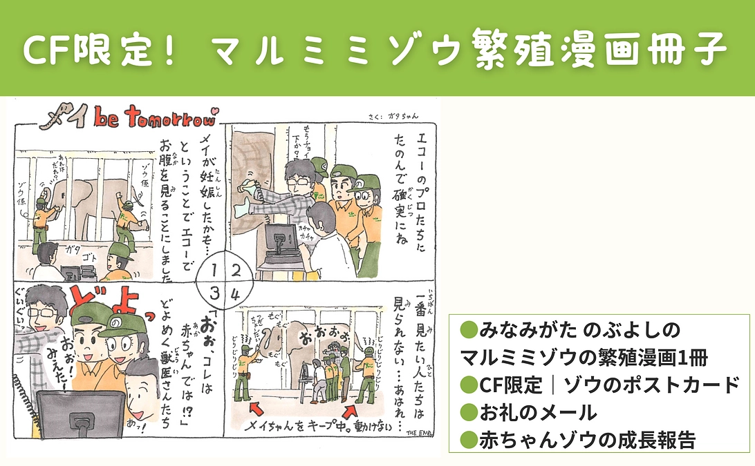 【グッズで応援コース】リターンのご紹介｜マルミミゾウ繁殖漫画冊子