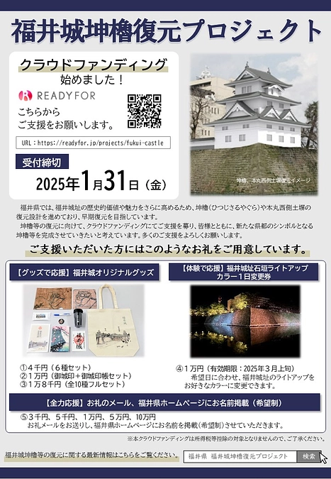 ご支援いただいた方のお名前を福井県ホームページに掲載しました