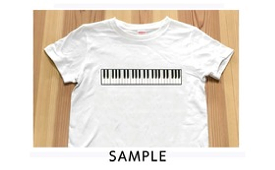 鍵盤Tシャツ（半袖・生地/白・プリント/黒）