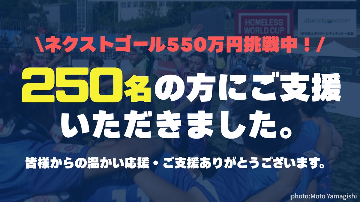 【ネクストゴール550万円挑戦中！】270名を超える方からご支援をいただきました！