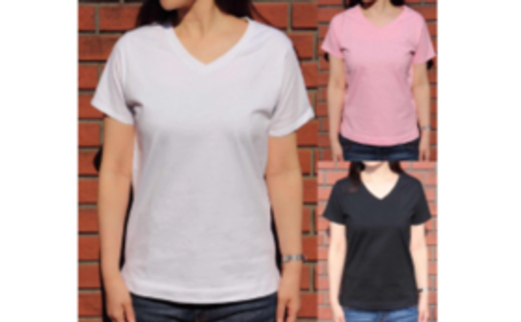 「E-Time」ウィメンズサイズVネックTシャツ Readyfor特別価格