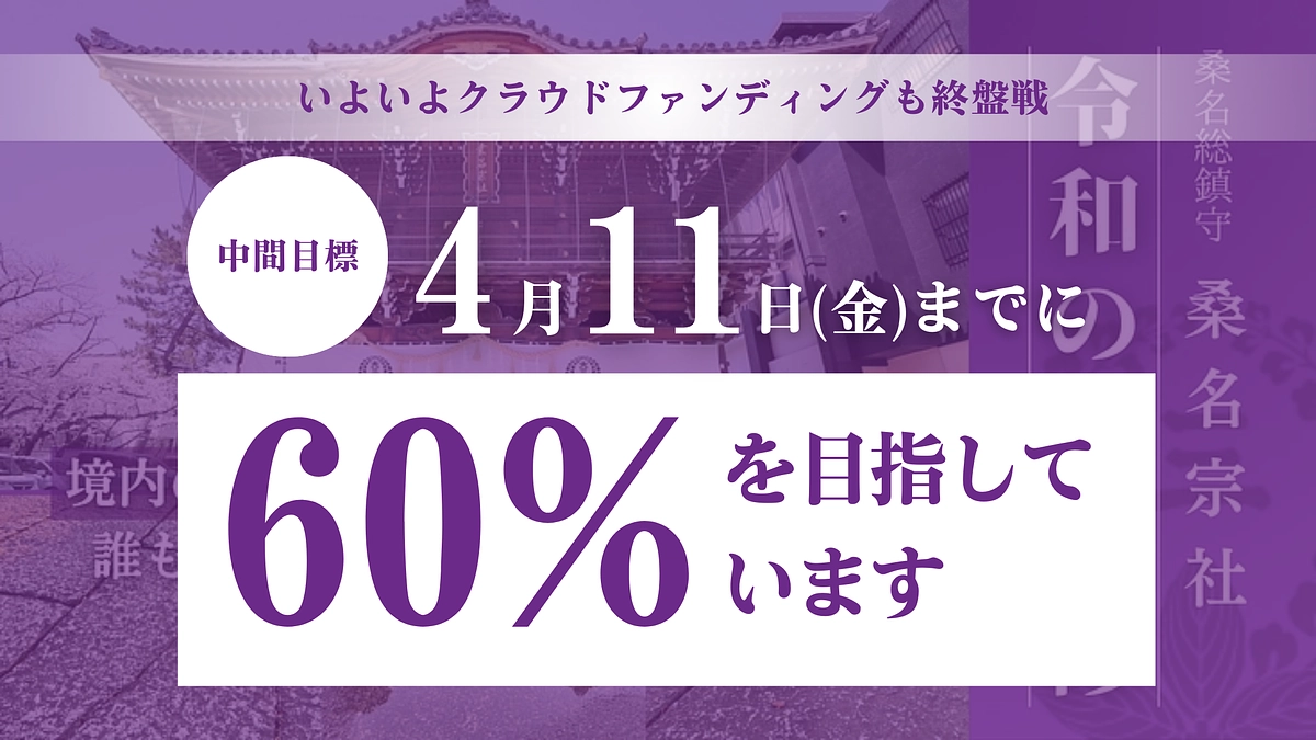 いよいよ残り2週間となりました｜4月11日(金)までに60%達成を目指します
