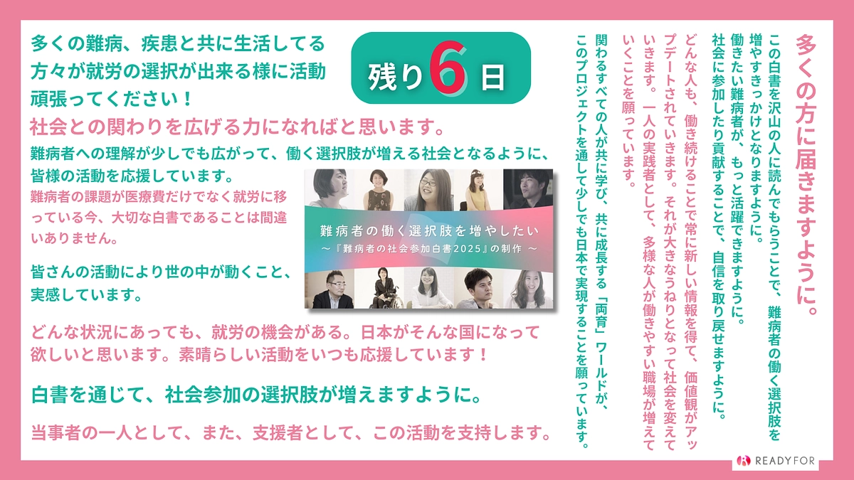 【残り6日】沢山の応援メッセージをありがとうございます！