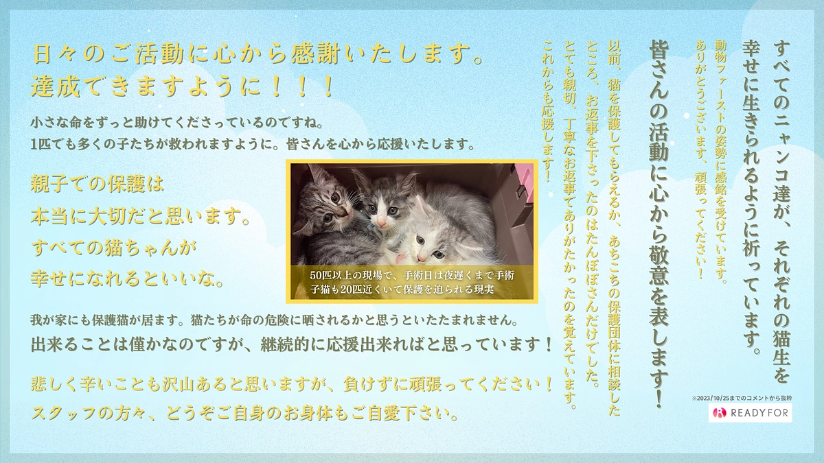 これまでにいただいた応援メッセージ。一つひとつ読ませていただいております