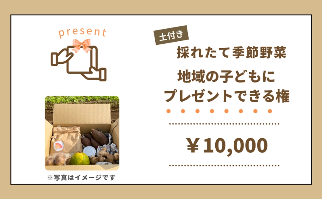 土付き採れたて季節野菜 地域の子どもにプレゼントできる権