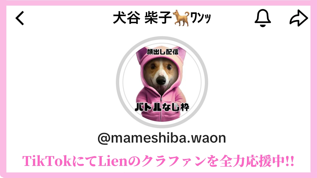 TikTokにて「犬谷 柴子」Lienのクラウドファンディングを応援中💖