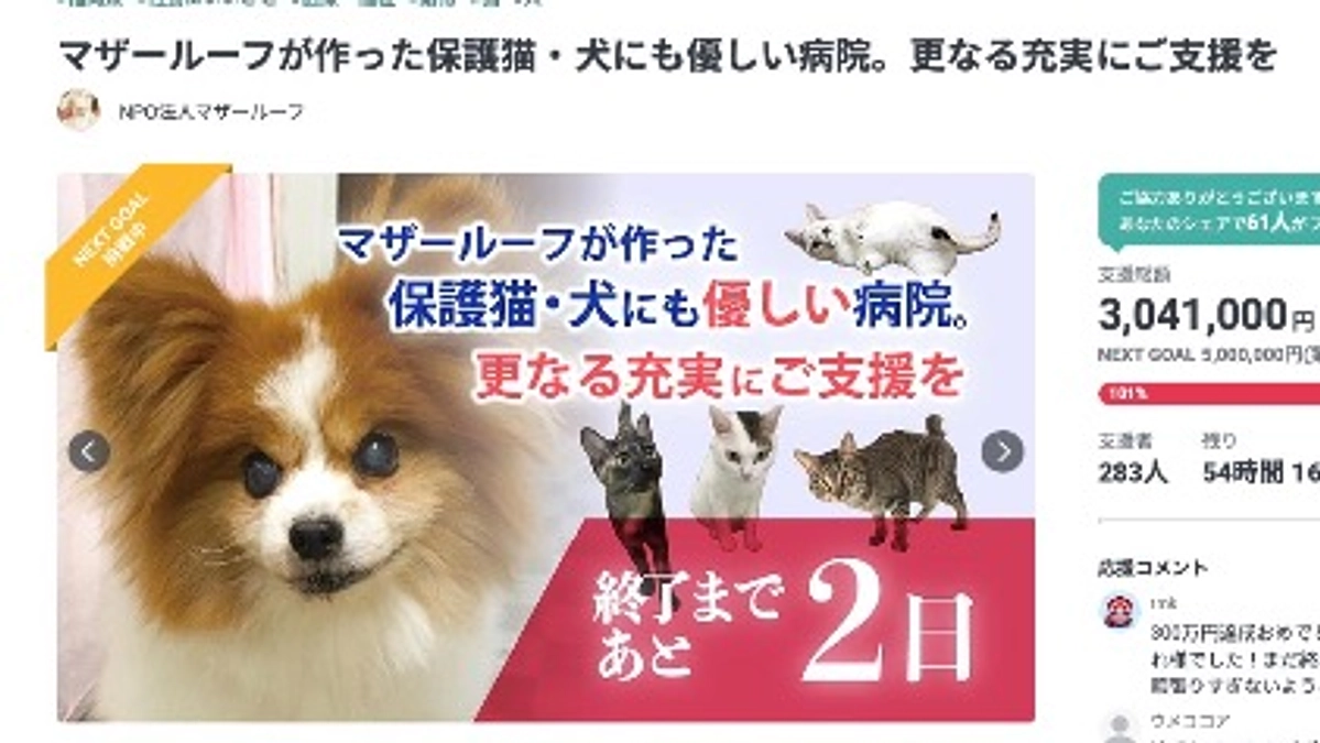 皆様のご支援に心より感謝申し上げます。 第二目標500万円を目指してまいります！