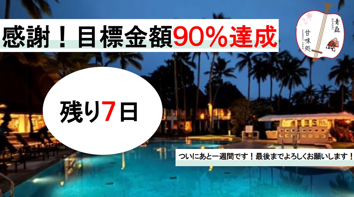 感謝：目標金額９０％達成しました！