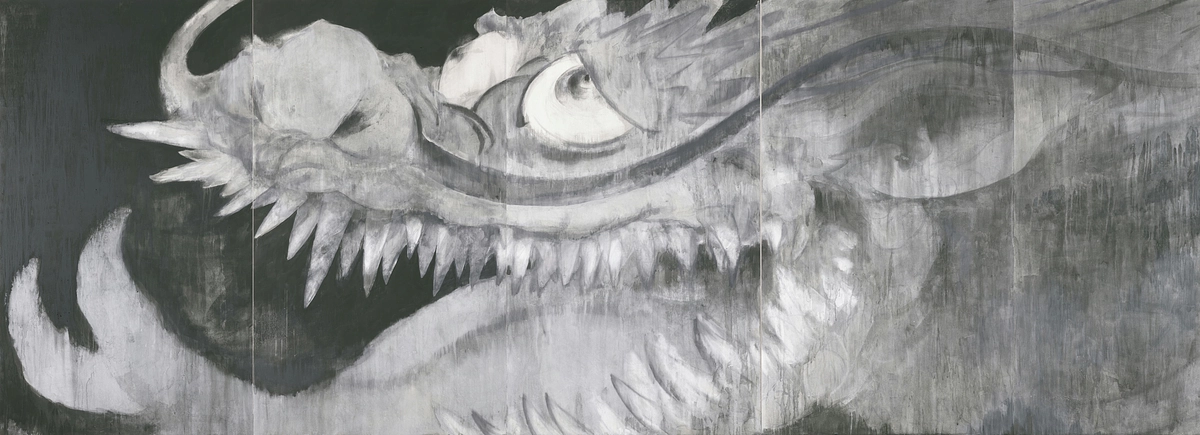 お稲荷様のとなりには竜神さまが　２月２４日まで竜神さまの巨大障壁画が特別公開