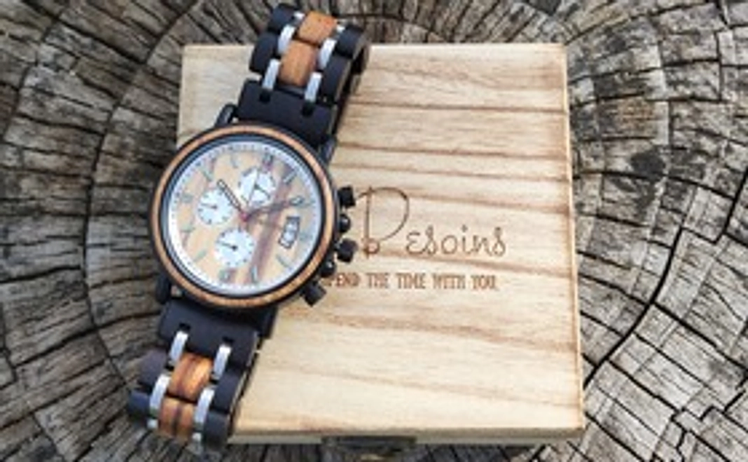 ◆早割33%OFF◆ 【Besoins】オリジナルケース付木製腕時計 各色１個（ご希望のカラーを選択してください）