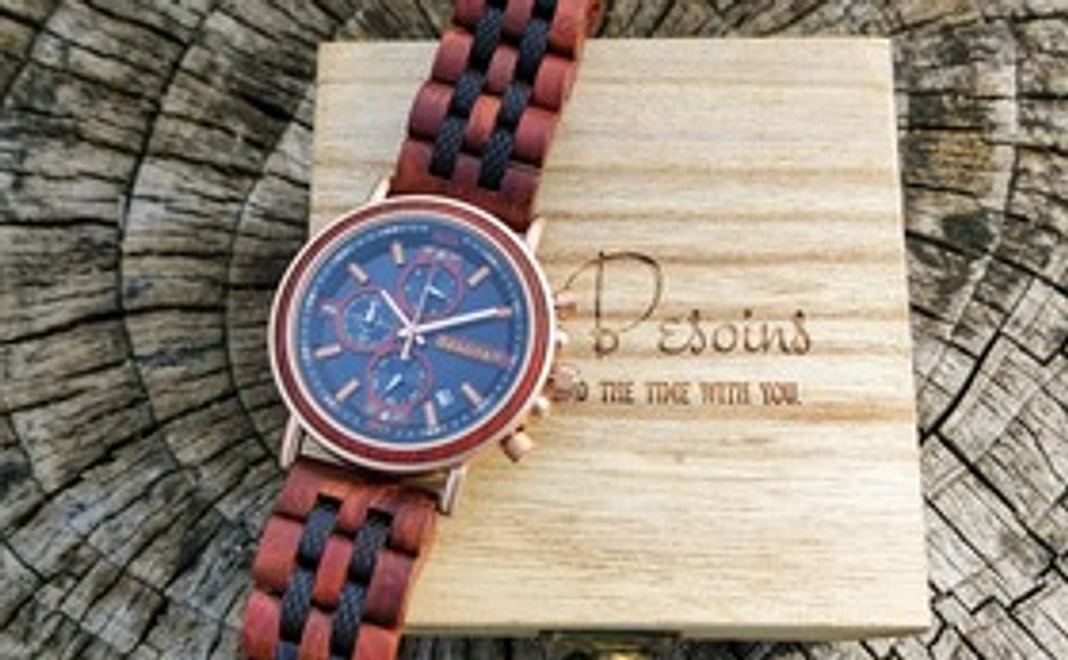 ◆早割20%OFF◆【Besoins】オリジナルケース付木製腕時計 各色１個（ご希望のカラーを選択してください）