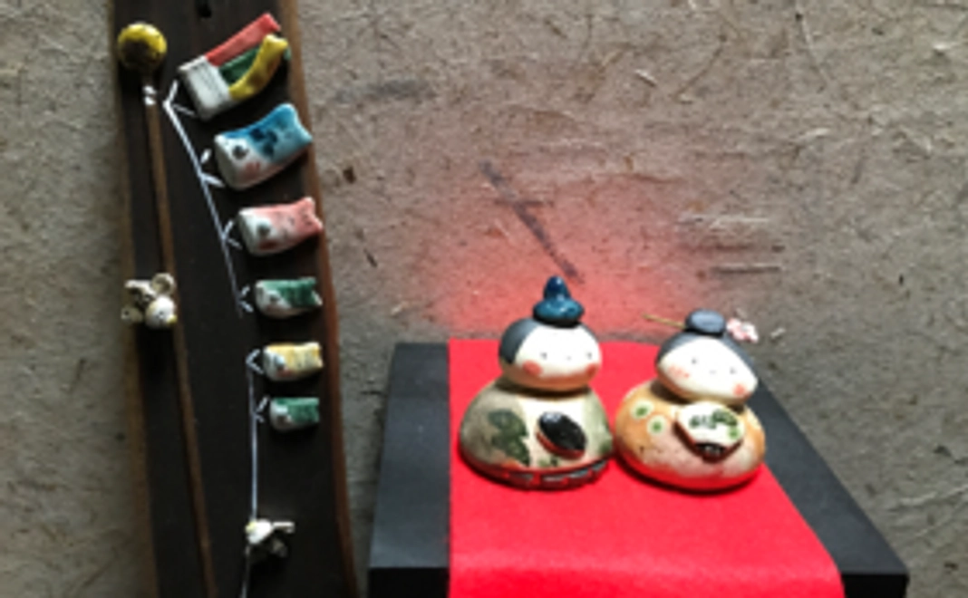 ポストカードと豆雛か鯉のぼりのセット