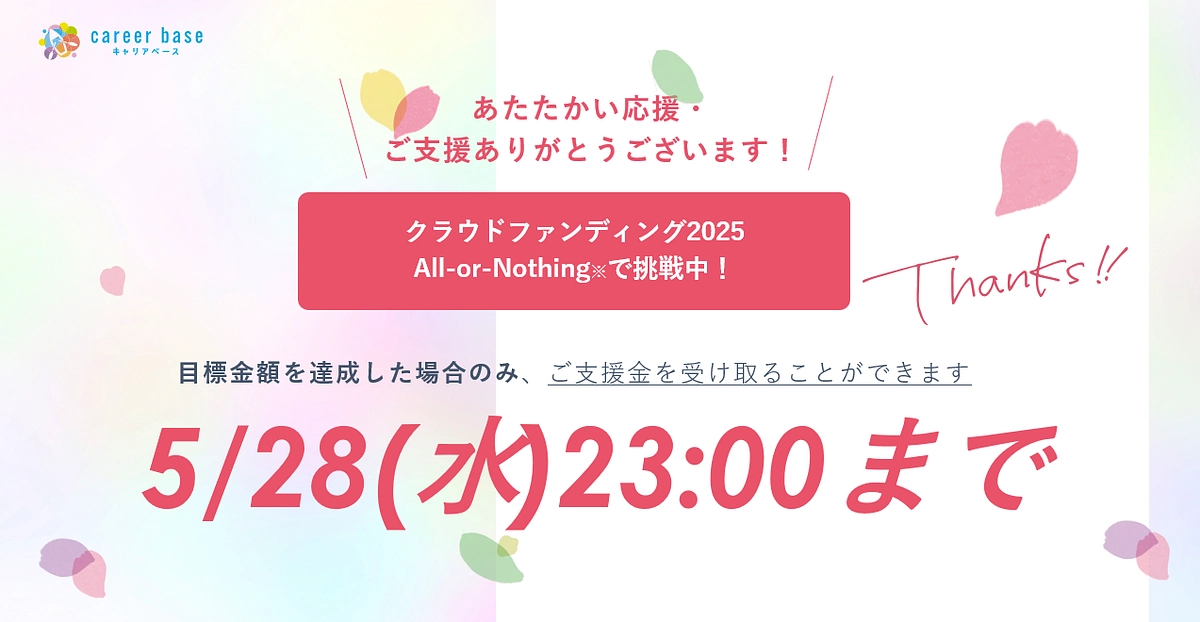 5/28まで｜All-or-Nothingでの挑戦、目標金額に達しない場合はご支援が受け取れません。