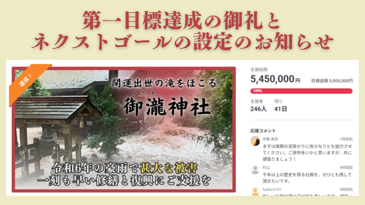 第一目標達成の御礼とネクストゴール設定のお知らせ