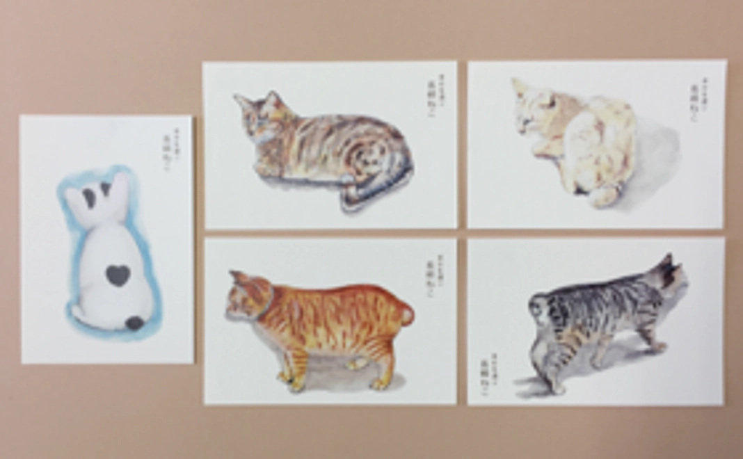 尾曲り猫のイラスト集、尾曲り猫のポストカード、お礼状