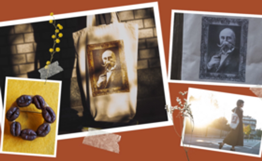 オリジナルトートバックとオリジナルコーヒー豆バッジ