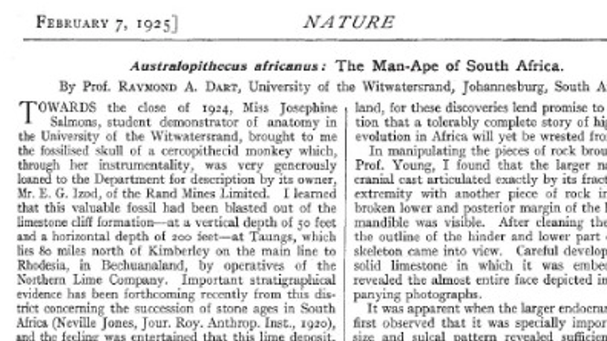 アウストラロピテクスの名前に込められたダートの思い