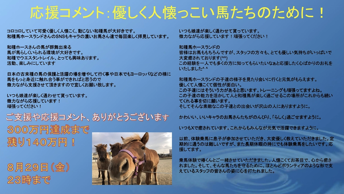 皆様からいただいた応援コメントを一部紹介