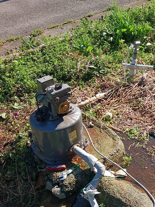 苗木植え付けに向けて、井戸ポンプを直しました。