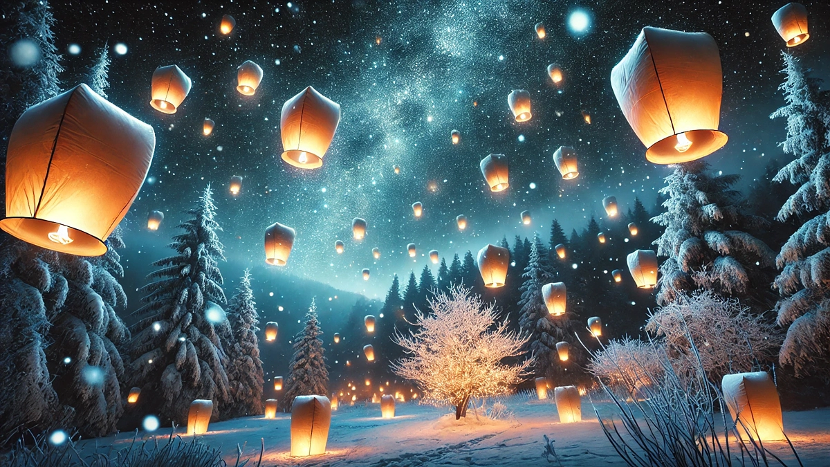 『月形天燈』を皆さんと一緒に月形町の真冬の夜空に舞上げます。