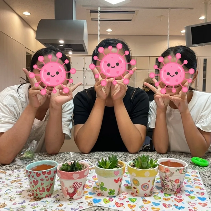 夏休みイベント　工作教室　デコバージュリメイク鉢づくり
