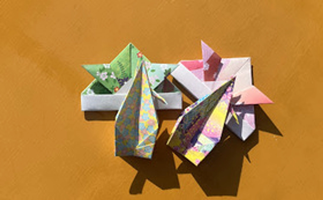 応援ありがとう！お礼状と一緒に鶴と兜セット(ひとつずつ)折り紙をお送りします