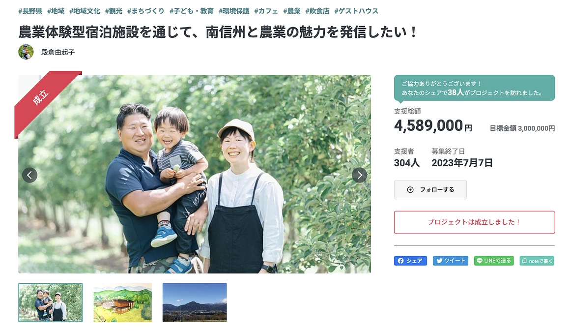 クラウドファンディング達成のお礼