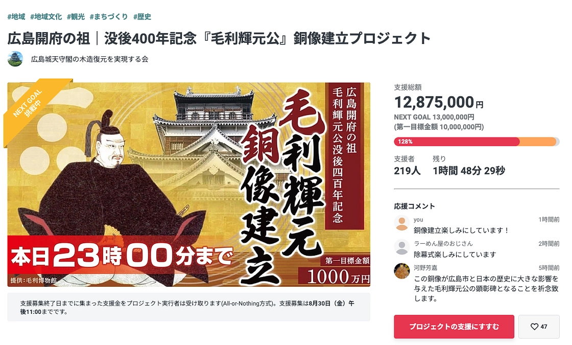 【最終日！本日23:00まで】 現在1287万円達成！ネクストゴール達成まであと13万円です！！