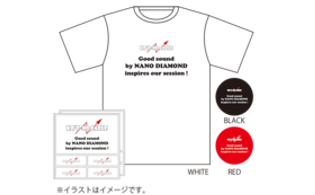 ご返礼品/KR’Zナノダイヤモンドケーブル オリジナルTシャツ１枚 & ステッカー２枚 & サンクスレター