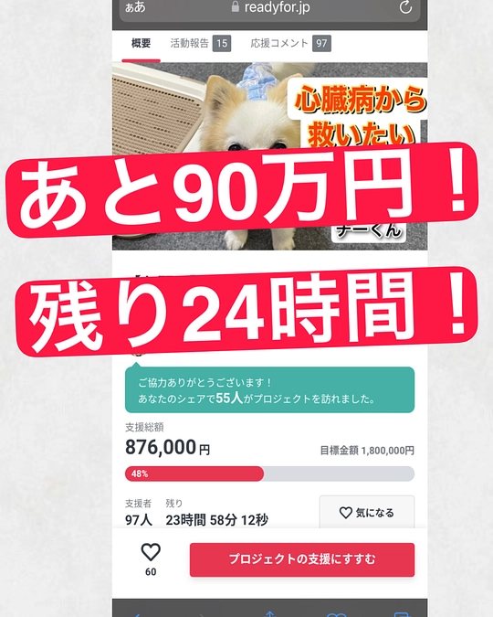 あと24時間‼️あと90万円‼️