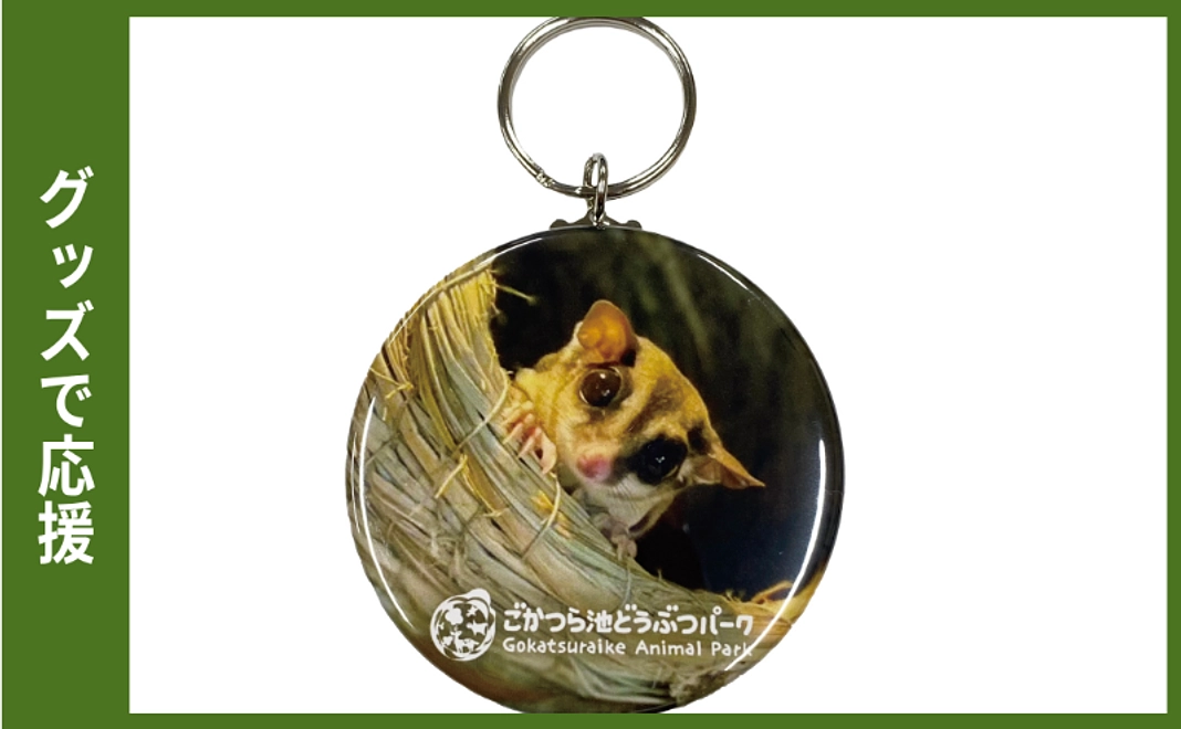 グッズで応援｜缶キーホルダー（フクロモモンガ）