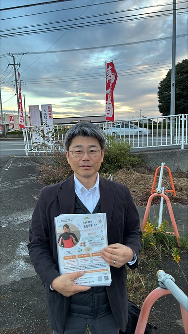 地元の朝市でクラファンのチラシを配布させていただきました