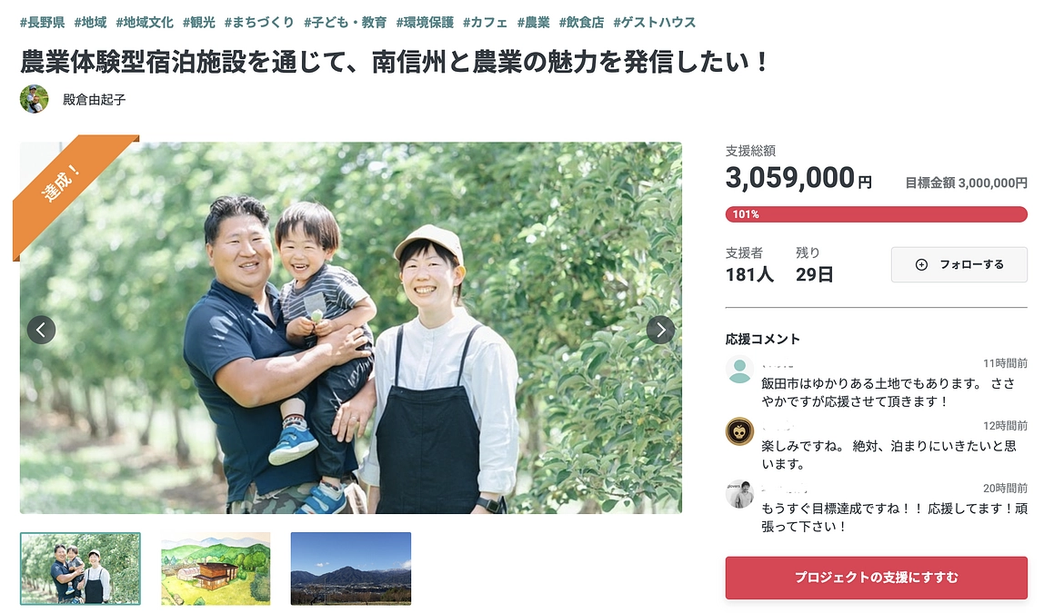 16日目に目標金額を達成しました！