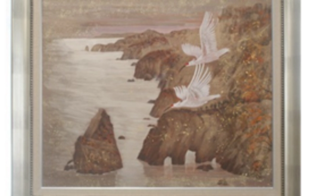 朱鷺の日本画（4号サイズ）