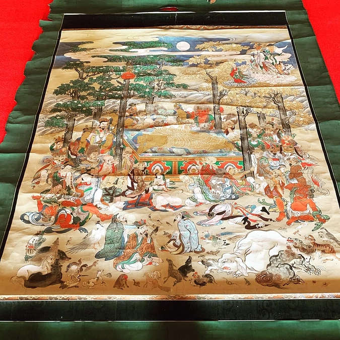 釈迦涅槃図修復中！