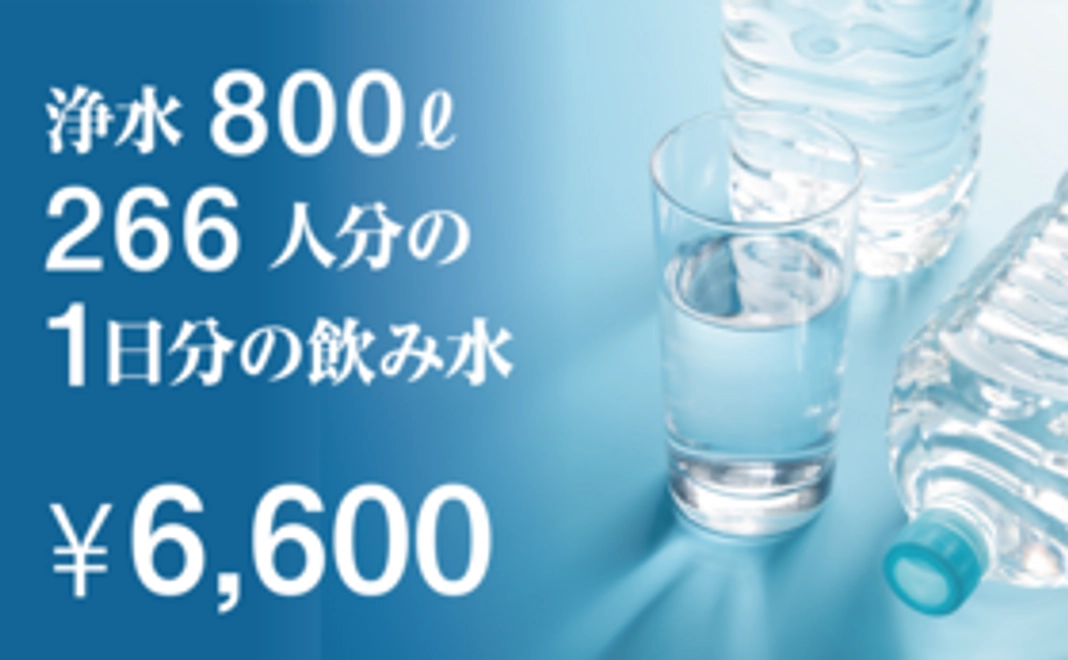 浄水 800L 266人分の1日分の飲み水