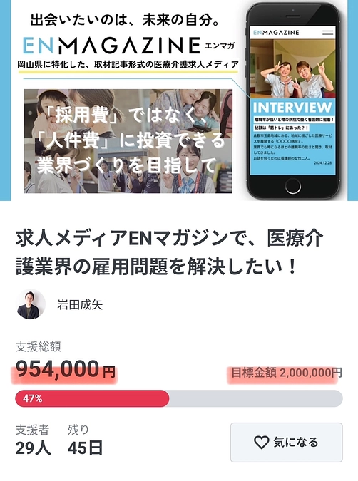 目標金額の50％が目前に！